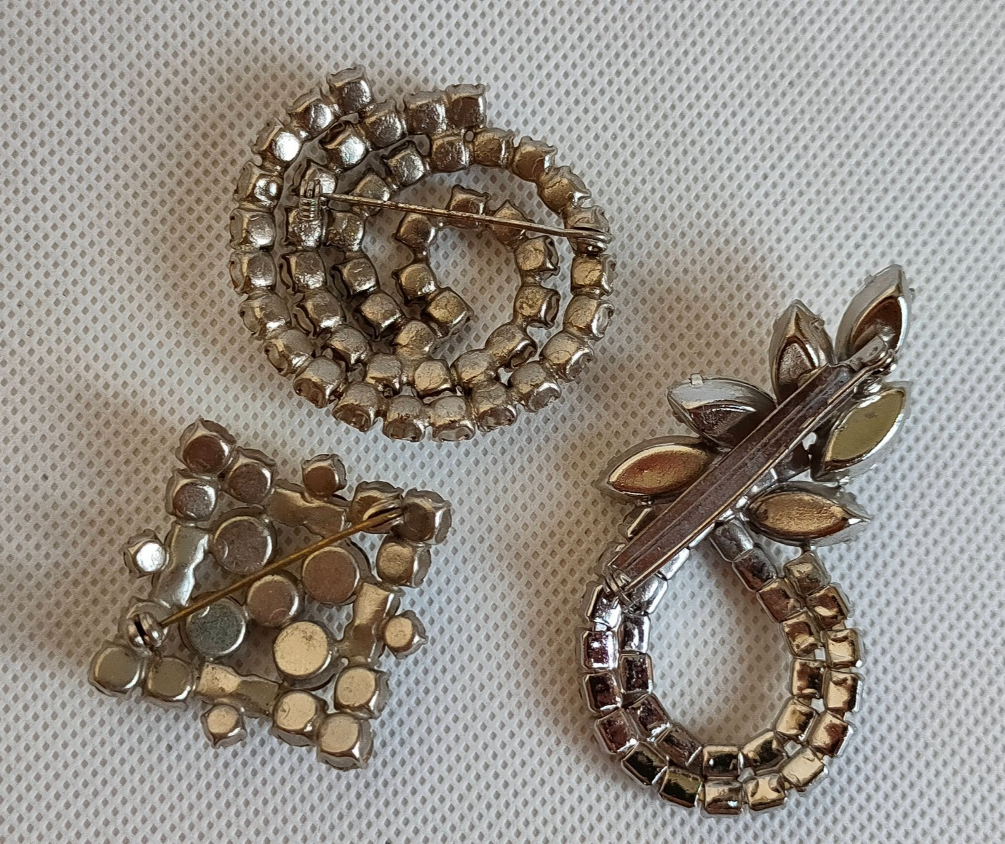 Vintage set of Soviet Czechoslovakian brooches with stones, 3 pcs. USSR.