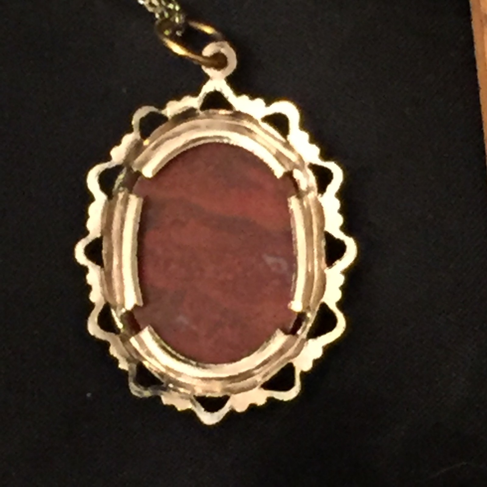 Vintage Red Jasper Large Natural Stone Cabochon Pendant Silver ST for Necklace
