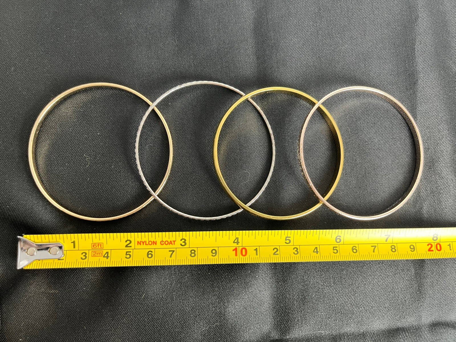 Vintage Gold, Copper, & Silver Tone Bangle Bracelets Set of 4, 1-Branded Monet