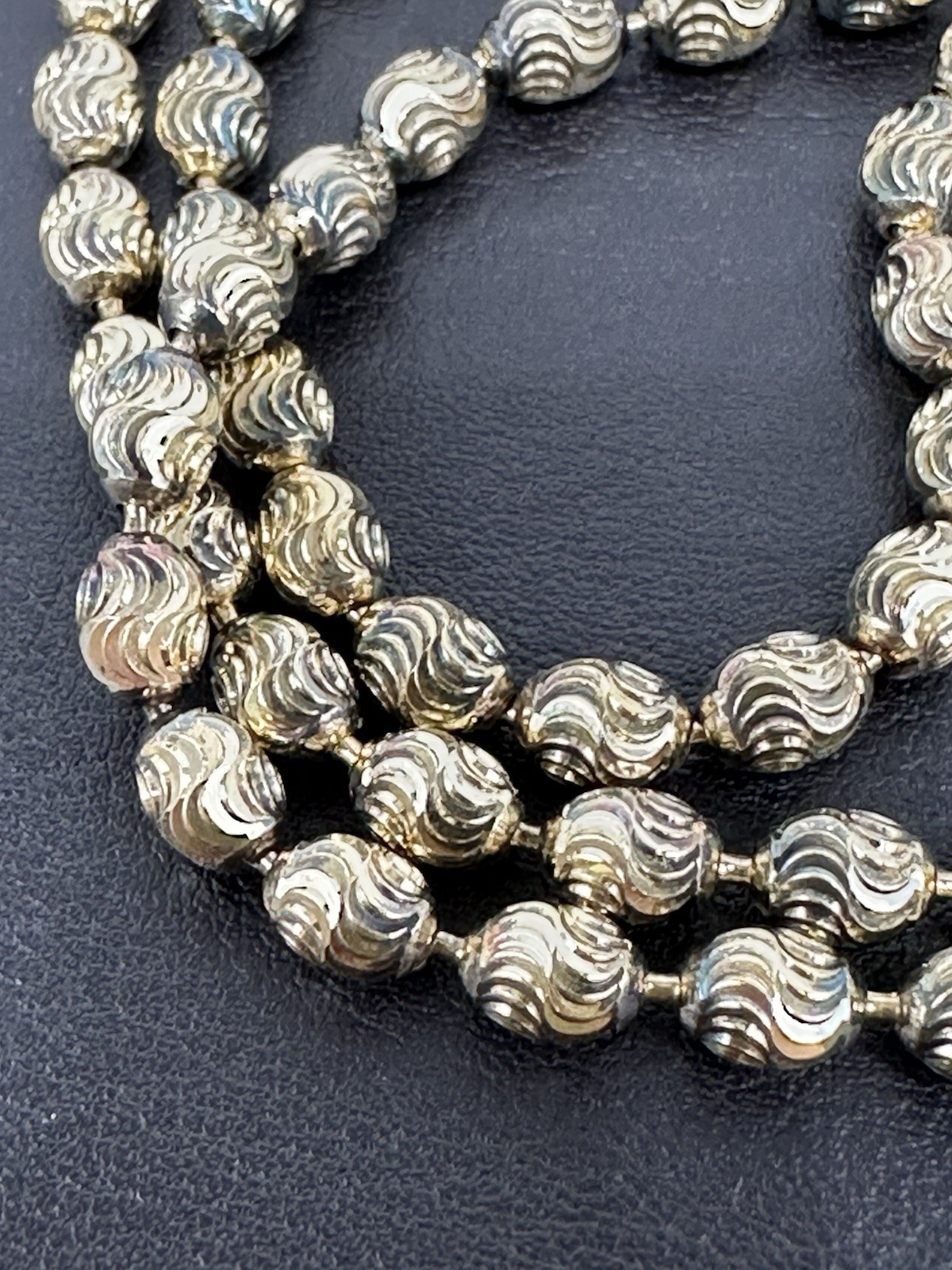 Vintage 925 Sterling Silver Gold Wash Diamond Cut Ball Chain Necklace Italy