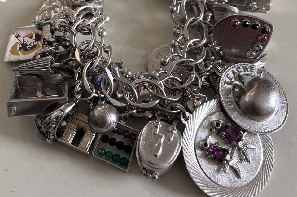 Vintage Original Sterling Silver Charm Bracelet – 37 Charms, 150 Grams