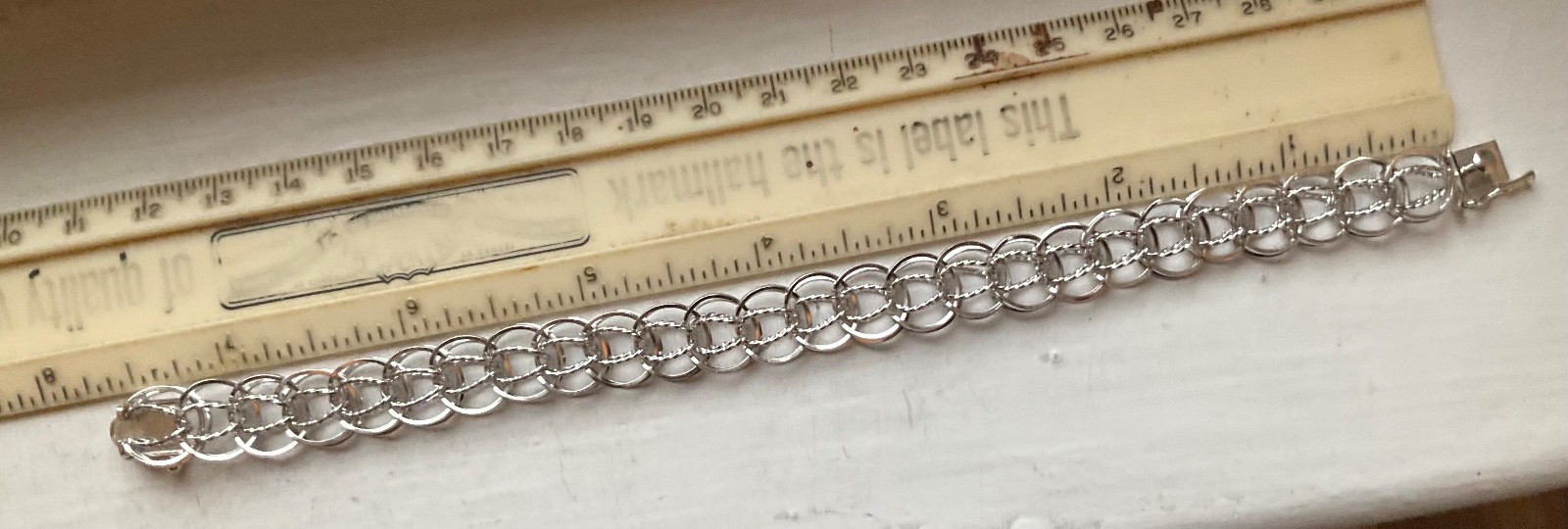 Vintage DYNASTY USA SILVER Starter CHARM BRACELET Estate 7 1/2” Wearable