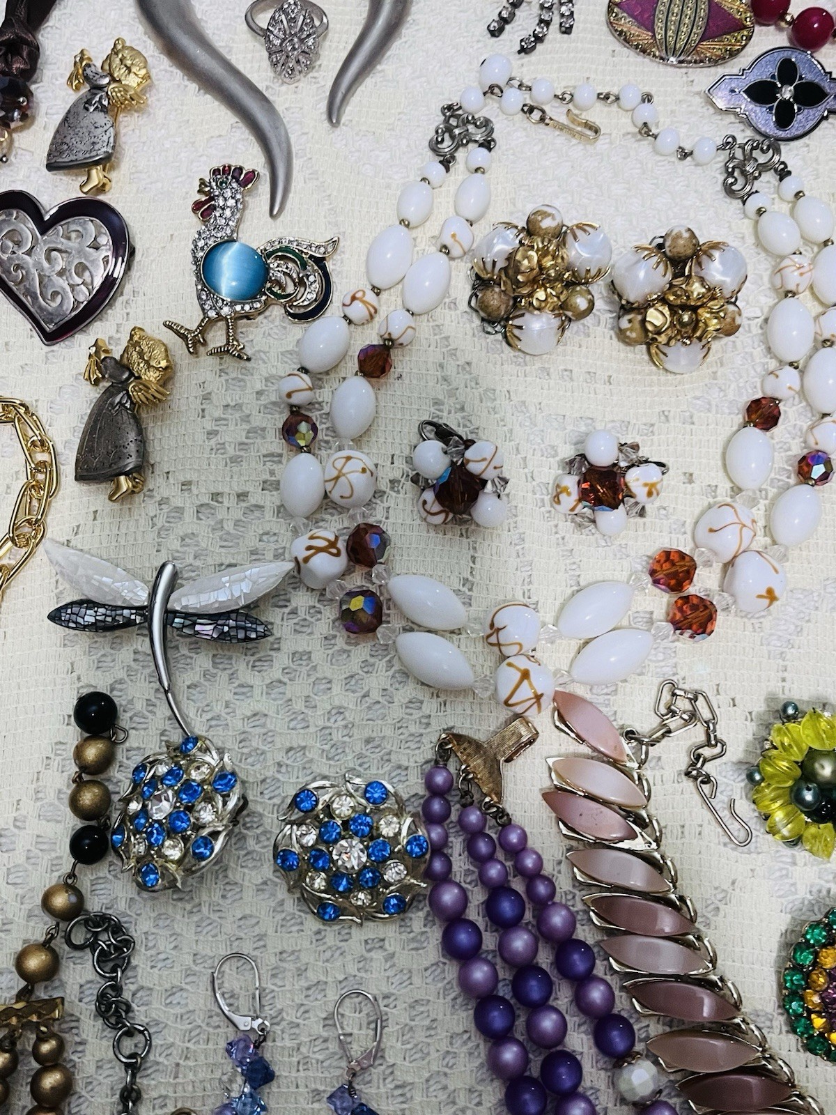 Mixed Lot Vintage Costume Rhinestone Jewelry Mod Retro Trifari Monet Renior