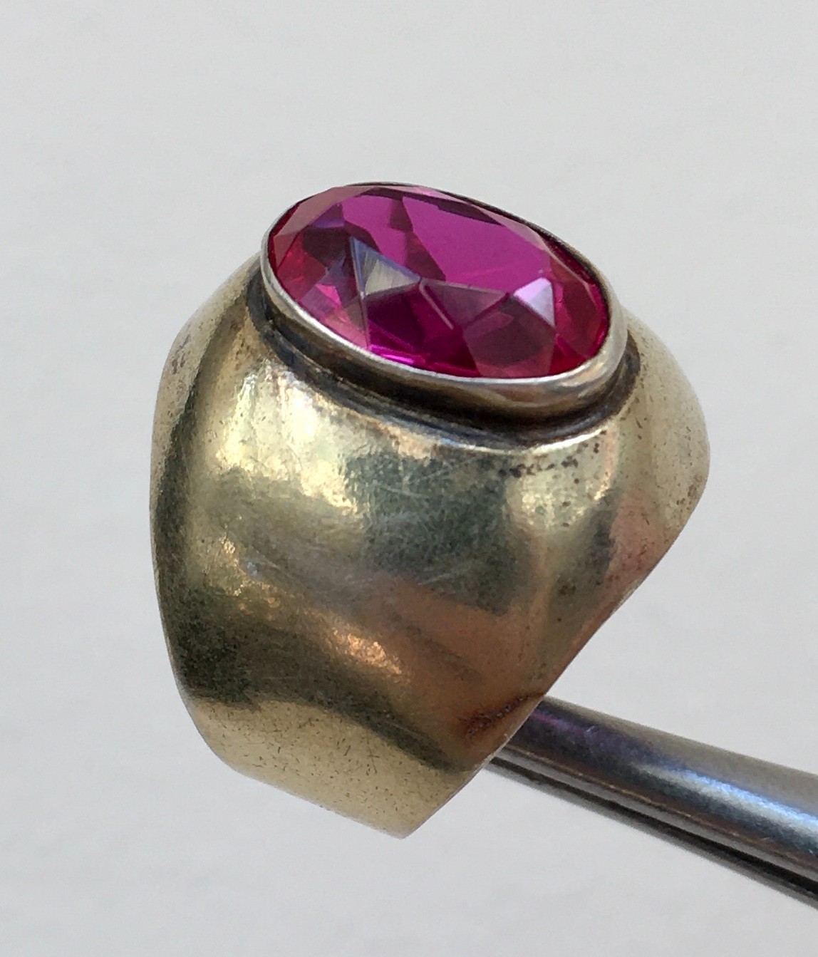 Ring № 16 Vintage Soviet Red Ruby Ring Silver Ring 875☆USSR Ring 7 size 6.95 gr