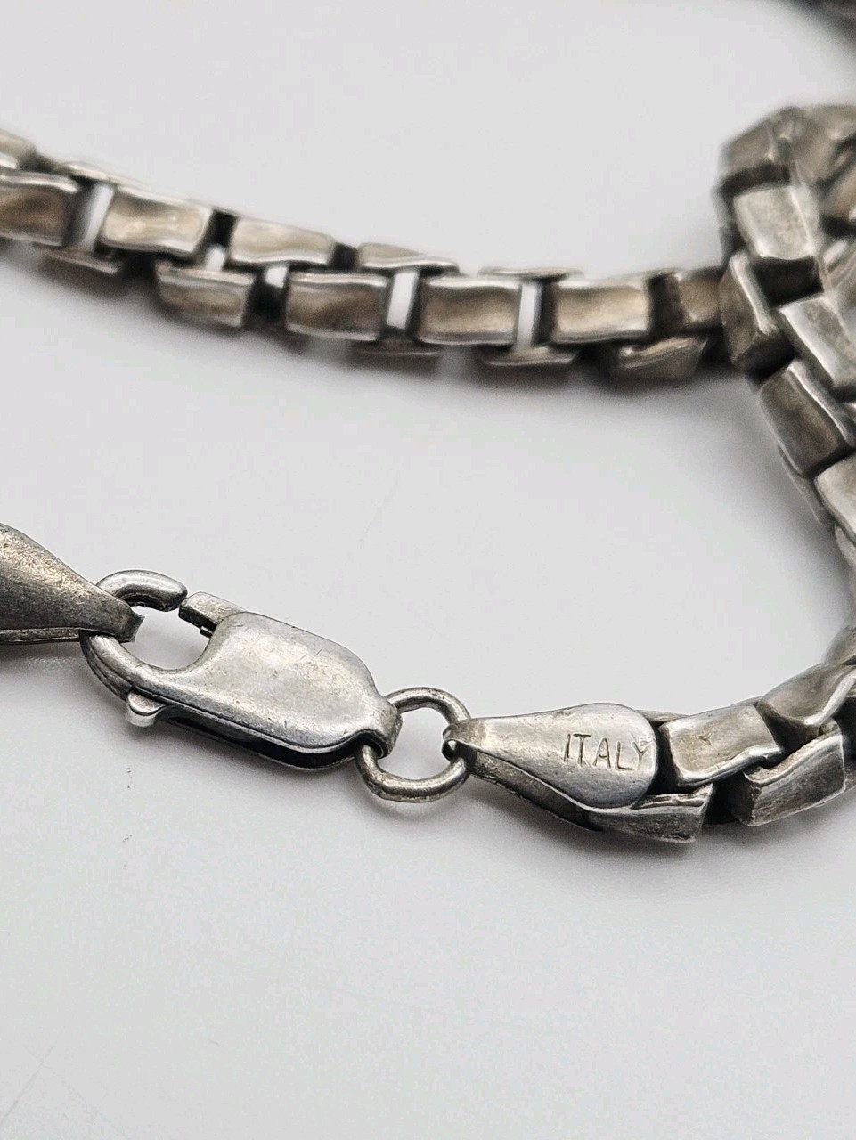 PGDA Italy Sterling Silver Vintage Twisted Box 3.5mm Chain Necklace 27″