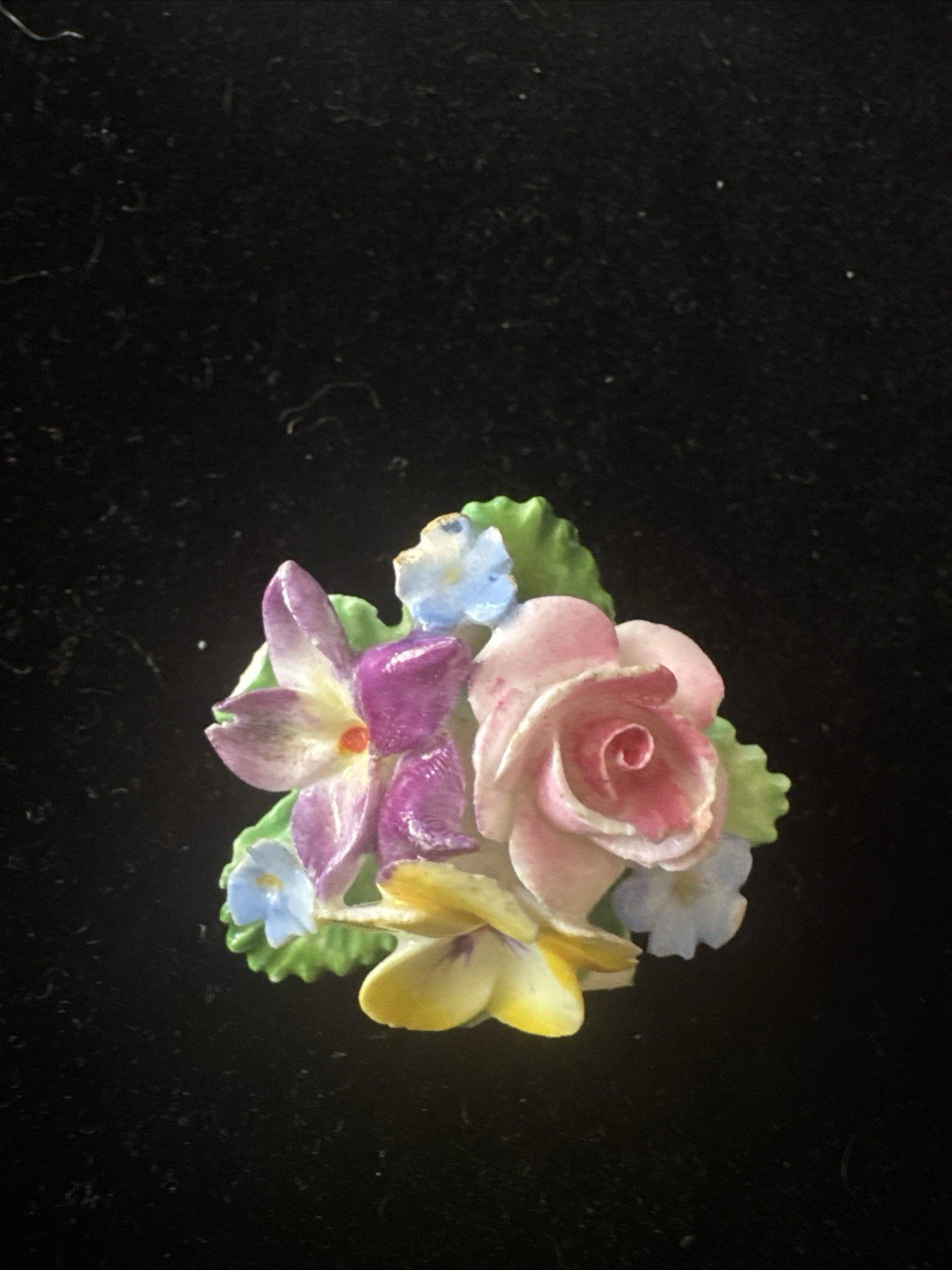 Crown Staffordshire Brooch-1930s Antique English Bone China Porcelain Flower Pin