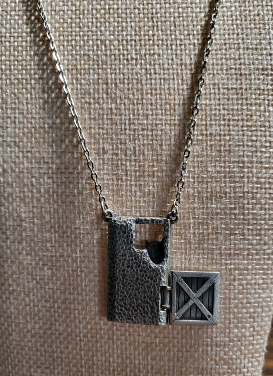 Pewter Vintage Pendant Necklace by JJ Jonette Farm Cow Articulated 20″
