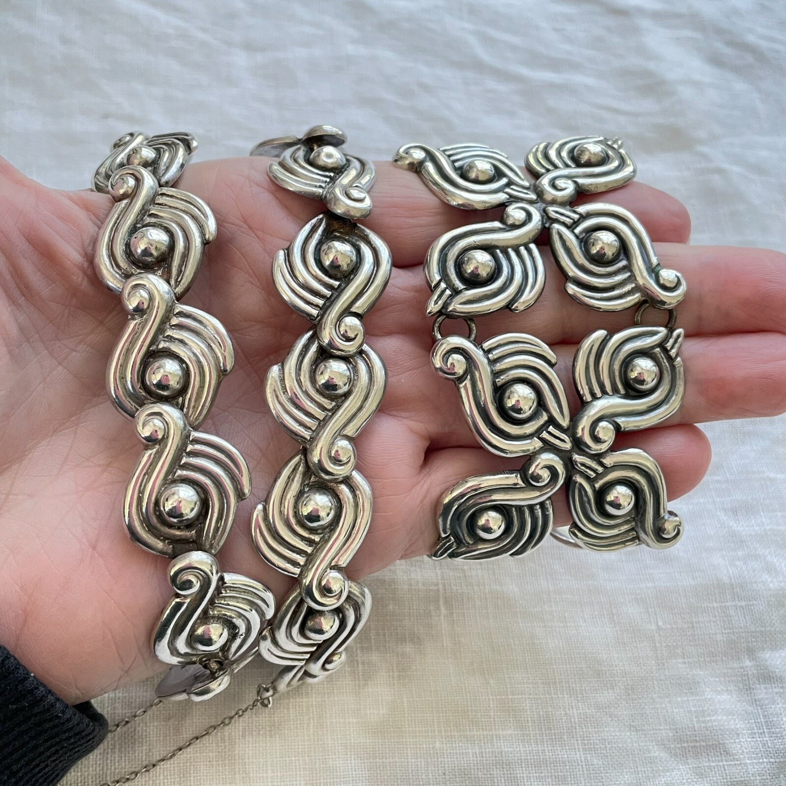 Vintage Los Castillo Necklace/Bracelet Set #122, Taxco Mexico Sterling
