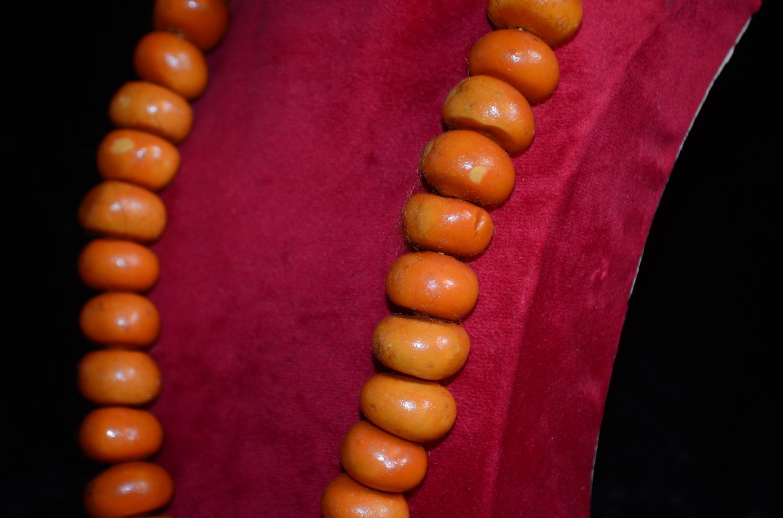 VTG Moroccan Necklace Coral Orange Berber Pendant Amber Handmade Beads African