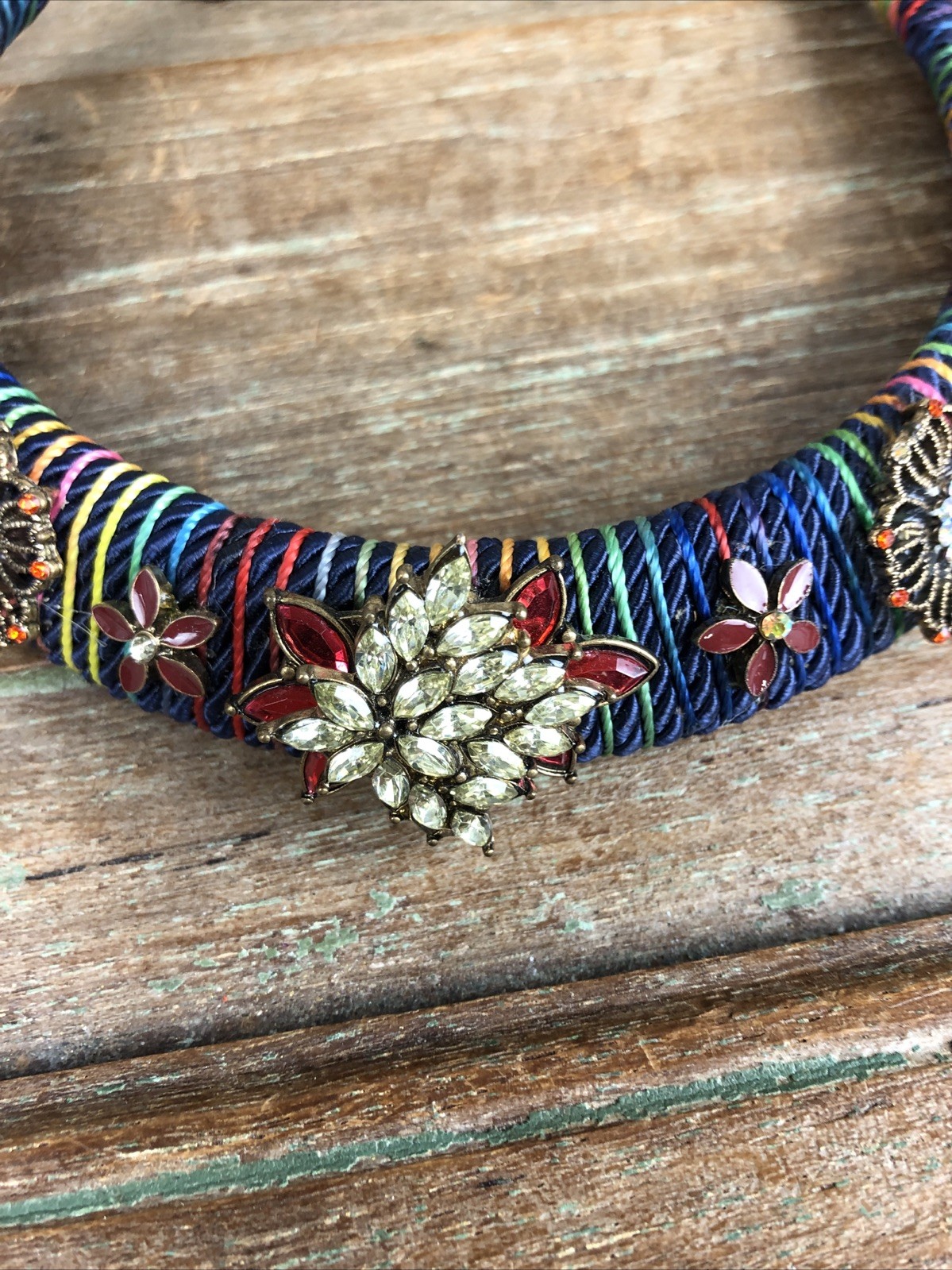 Boho Necklace Braided Collar Choker Lobster Claw Clasp Plus Fits 16-18” Vtg Look