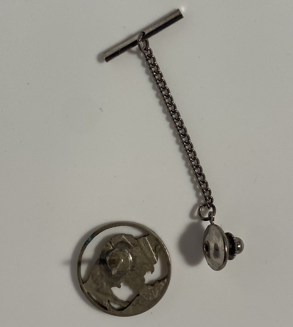 Cut Out Buffalo Nickel 5 Cents Coin USA Vintage Tie Tac Lapel Pin Badge
