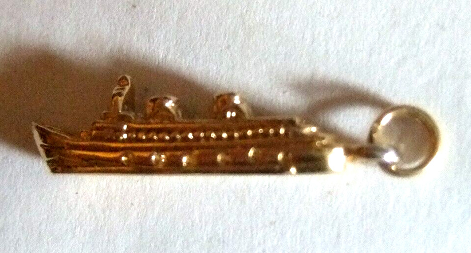 Ocean Liner Charm Gold Plated Sterling Ship Charm for Bracelet Vintage Charm
