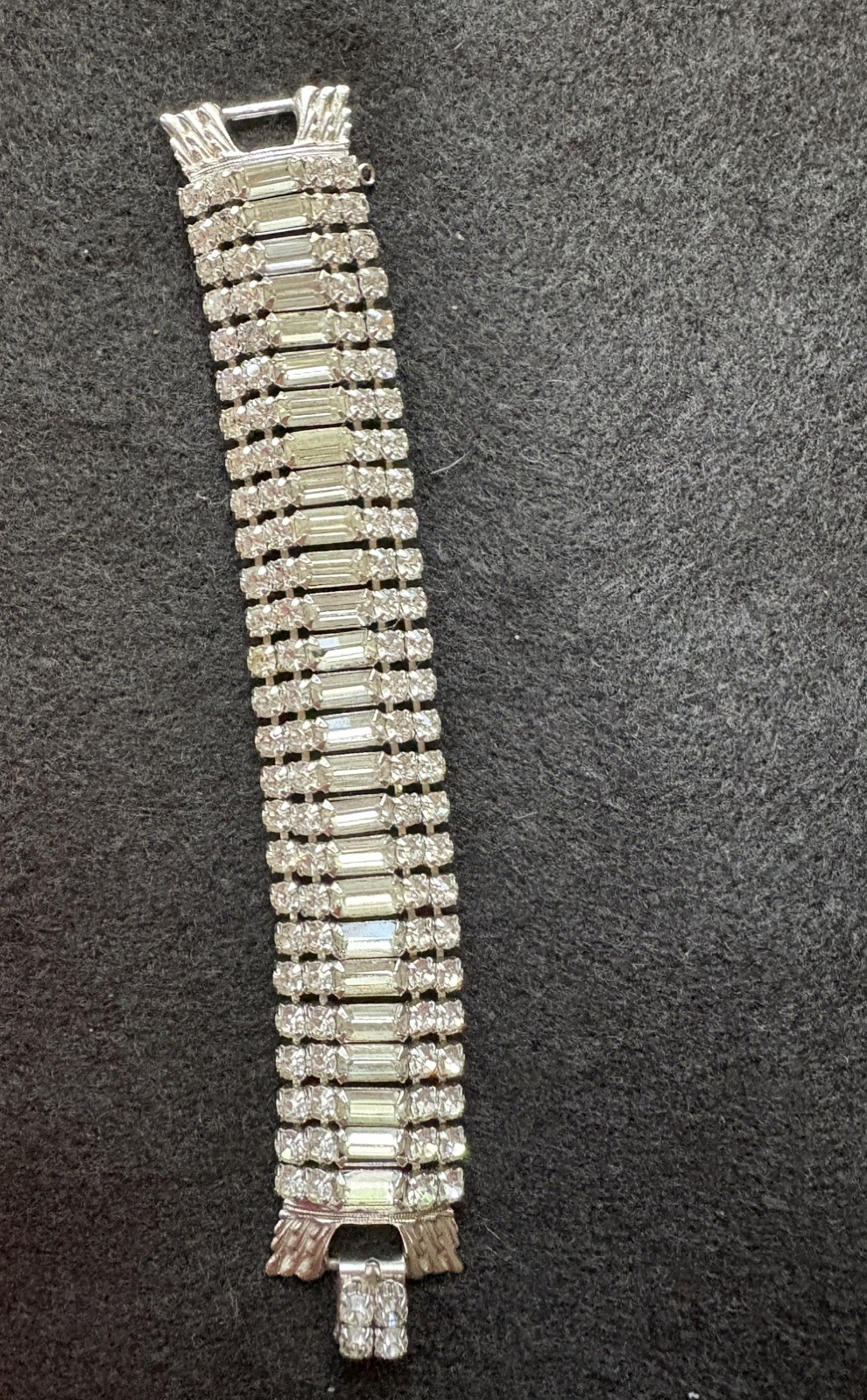 Vintage Wide Clear Rhinestone Bracelet Statement