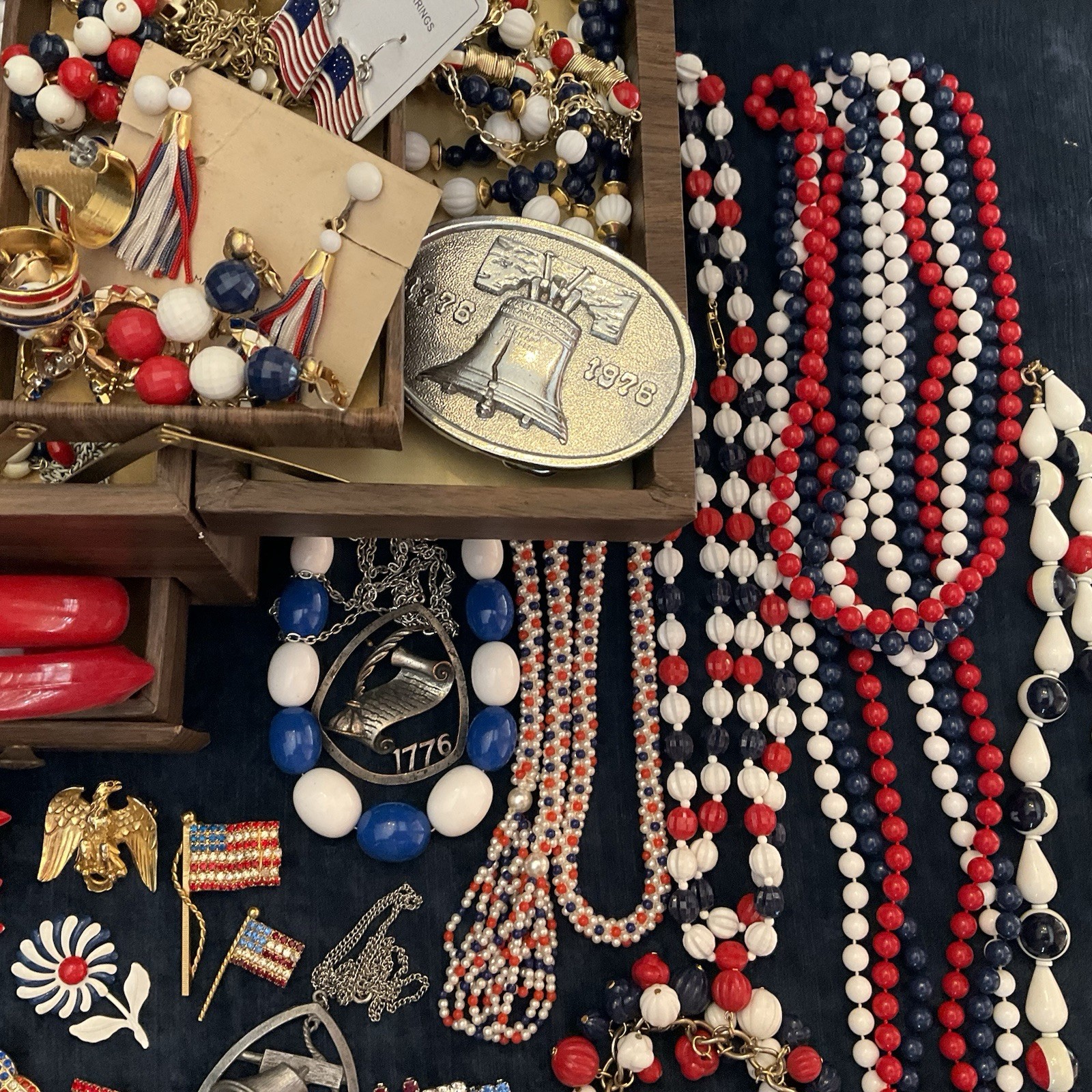 Vintage Lot Patriotic Forth Of July Red White Blue Jewelry Sarah C Monet Emmons