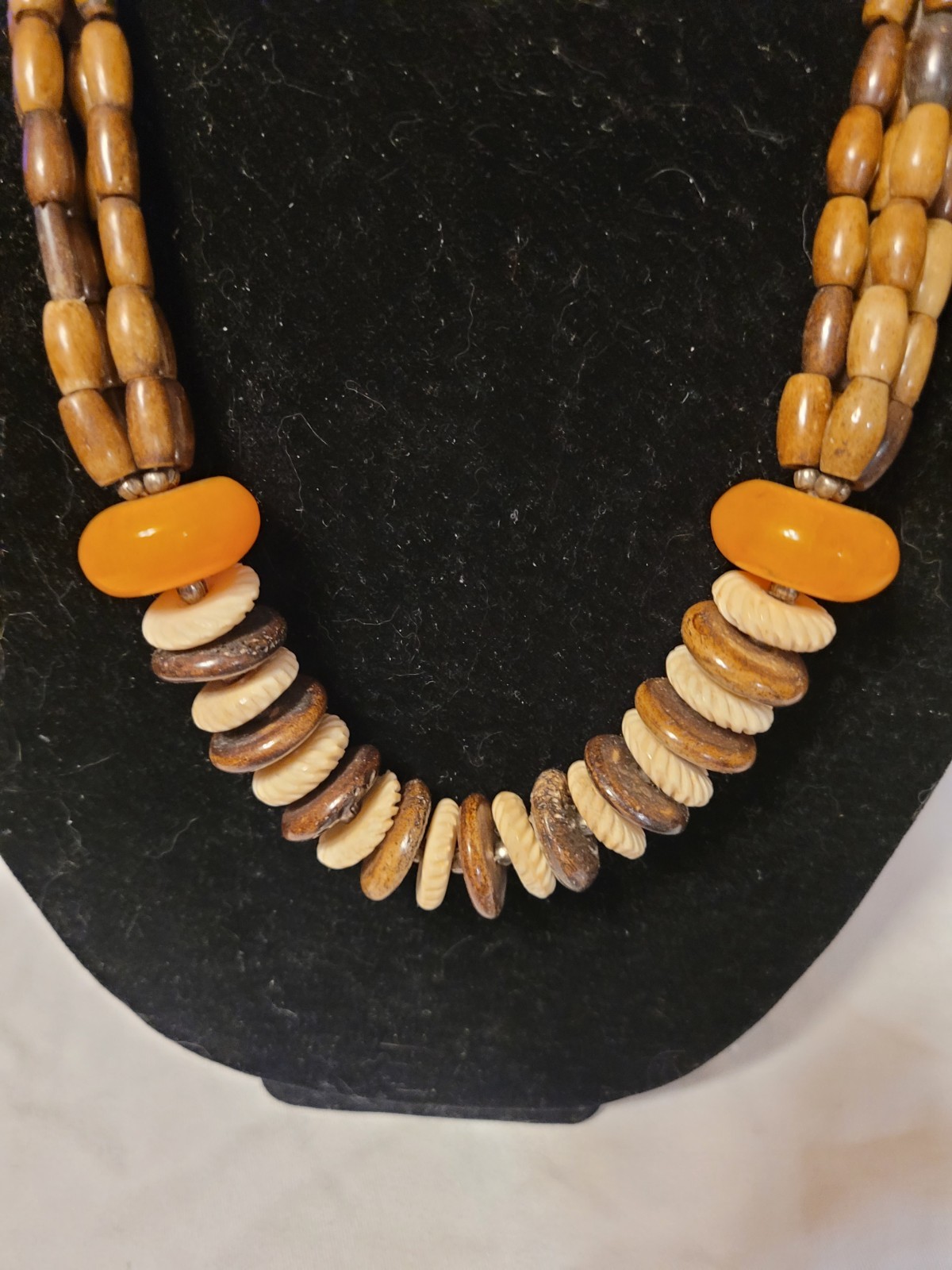 African Natural Horn Resin Metal Large Beads Queen Yellow Summer Necklace