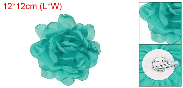 4.7″ Silk Satin Flower Brooch Pin Large Peony Floral Lapel Pin Turquoise