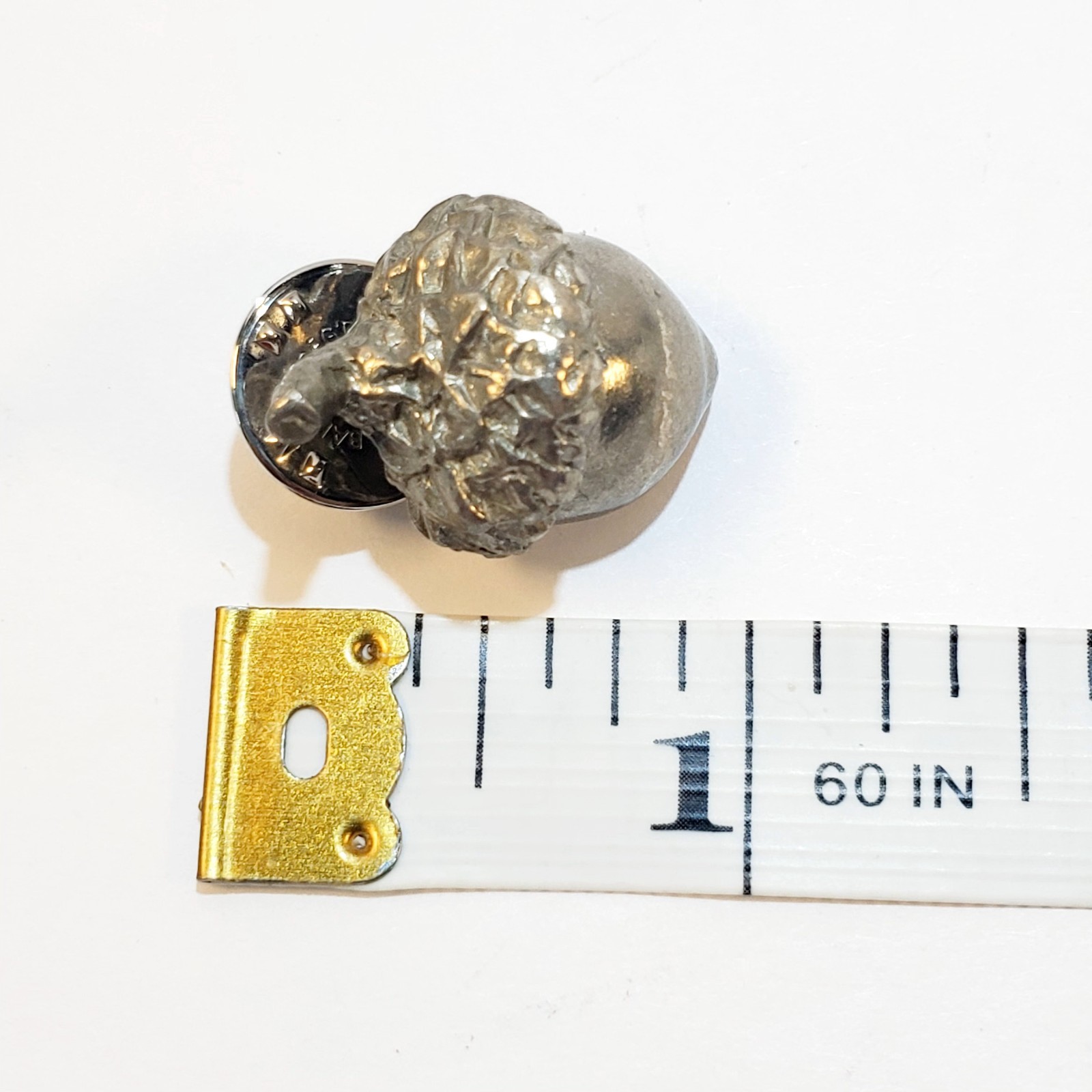 Vintage Signed Clift Pewter Figural Acorn Nut Lapel Pin Tie Tack Nature