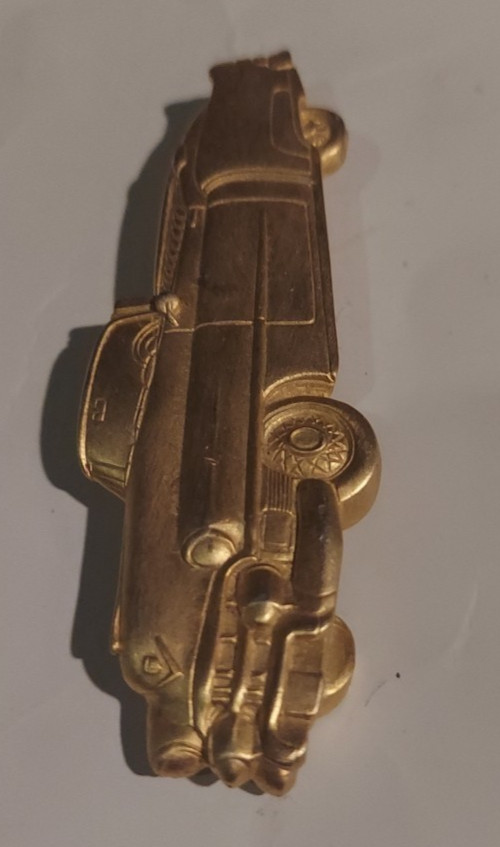 1950’s Classic Cadillac Goldtone 3 1/4 Inch Brooch Pin Signed JJ1986
