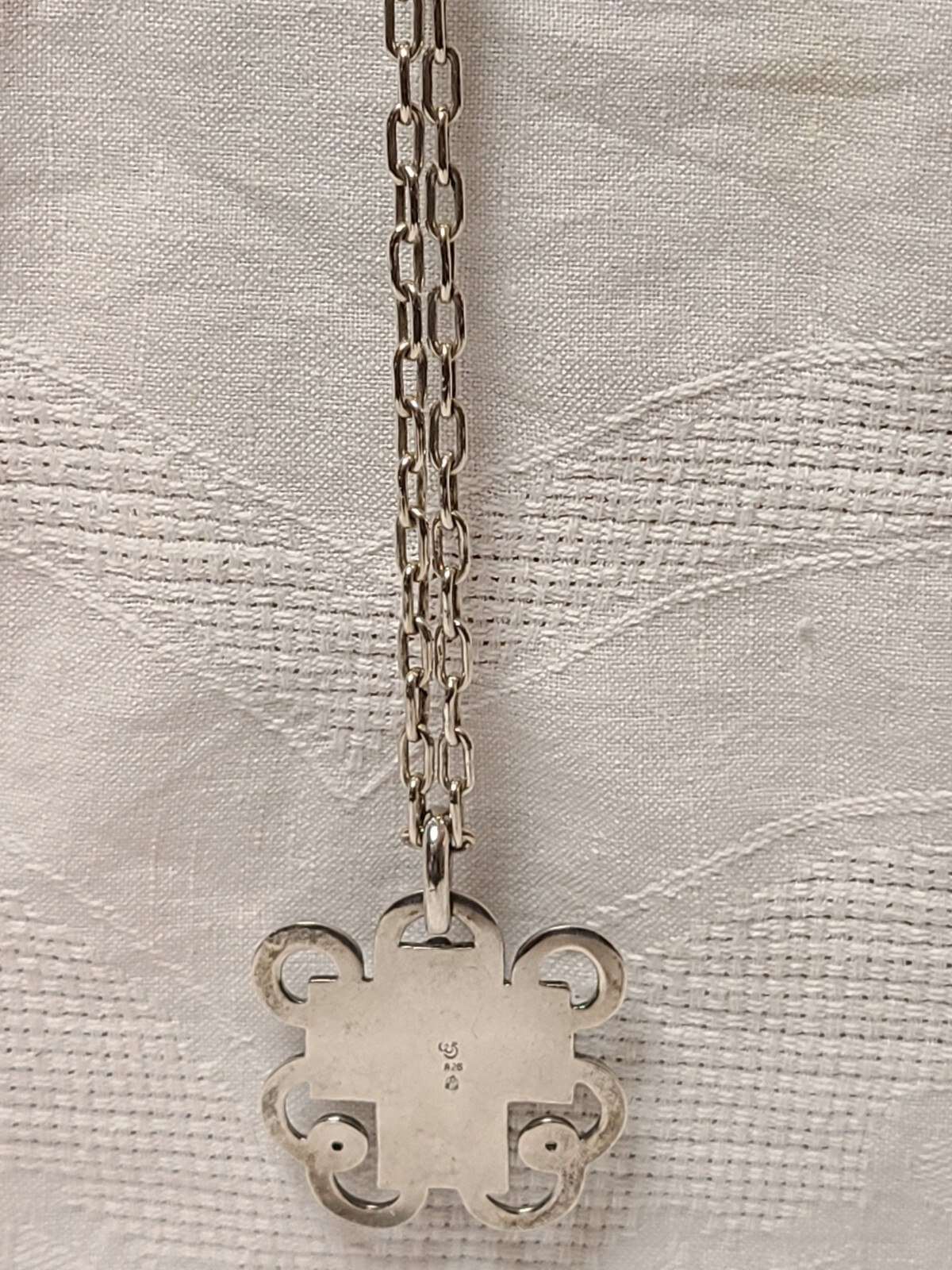 “AMETHYST WIRE CROSS”BY WILLIAM SPRATLING – SILVER PENDANT & NECKLACE -EXCELLENT