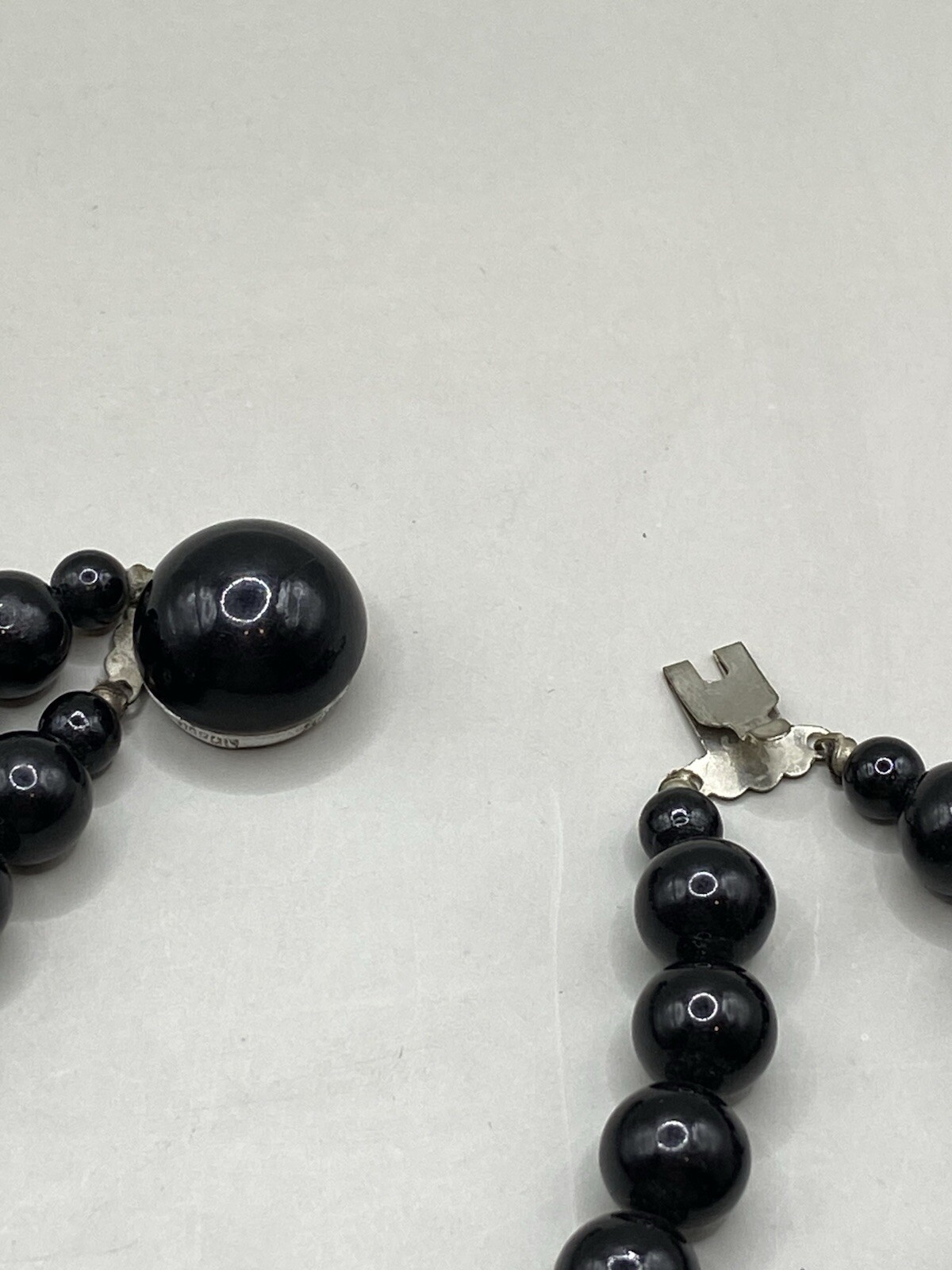 Vintage Classic Crystal Glass Faceted Bead 50/60s Necklace Black Japan