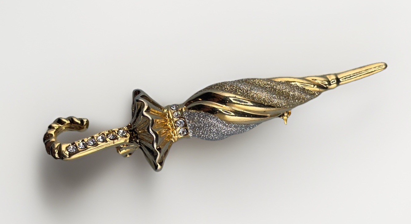 Vintage Whimsical Feminine Umbrella Brooch Pin