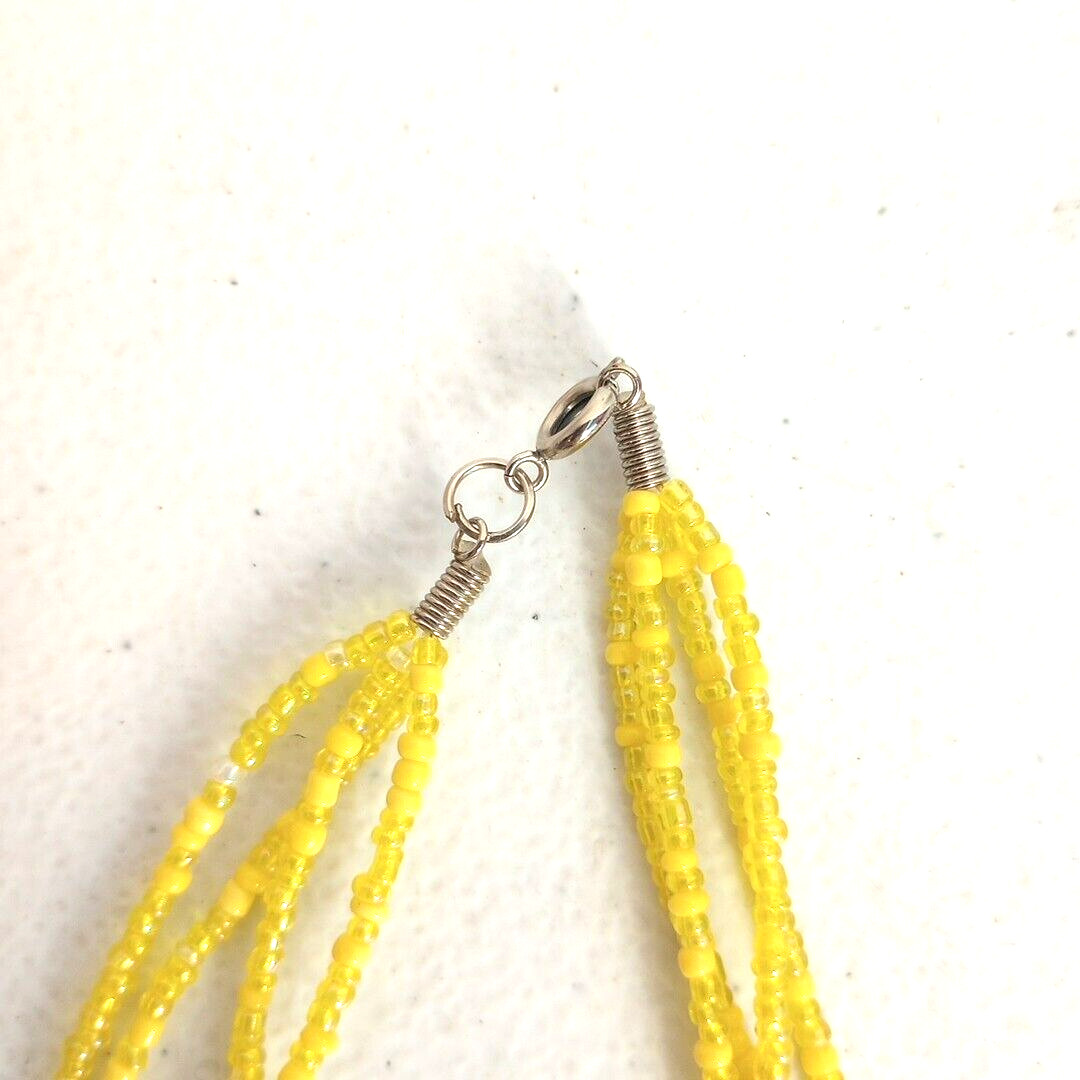 Vintage Multi Strand Yellow Beaded Necklace 17″ Spring Sunny EUC