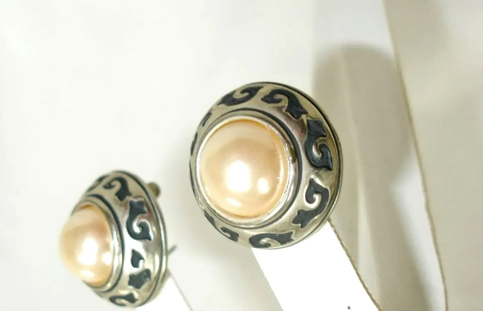 Faux Pearl Sterling Pierced Earrings – Marked Designer © DP Daniel H Pendersen