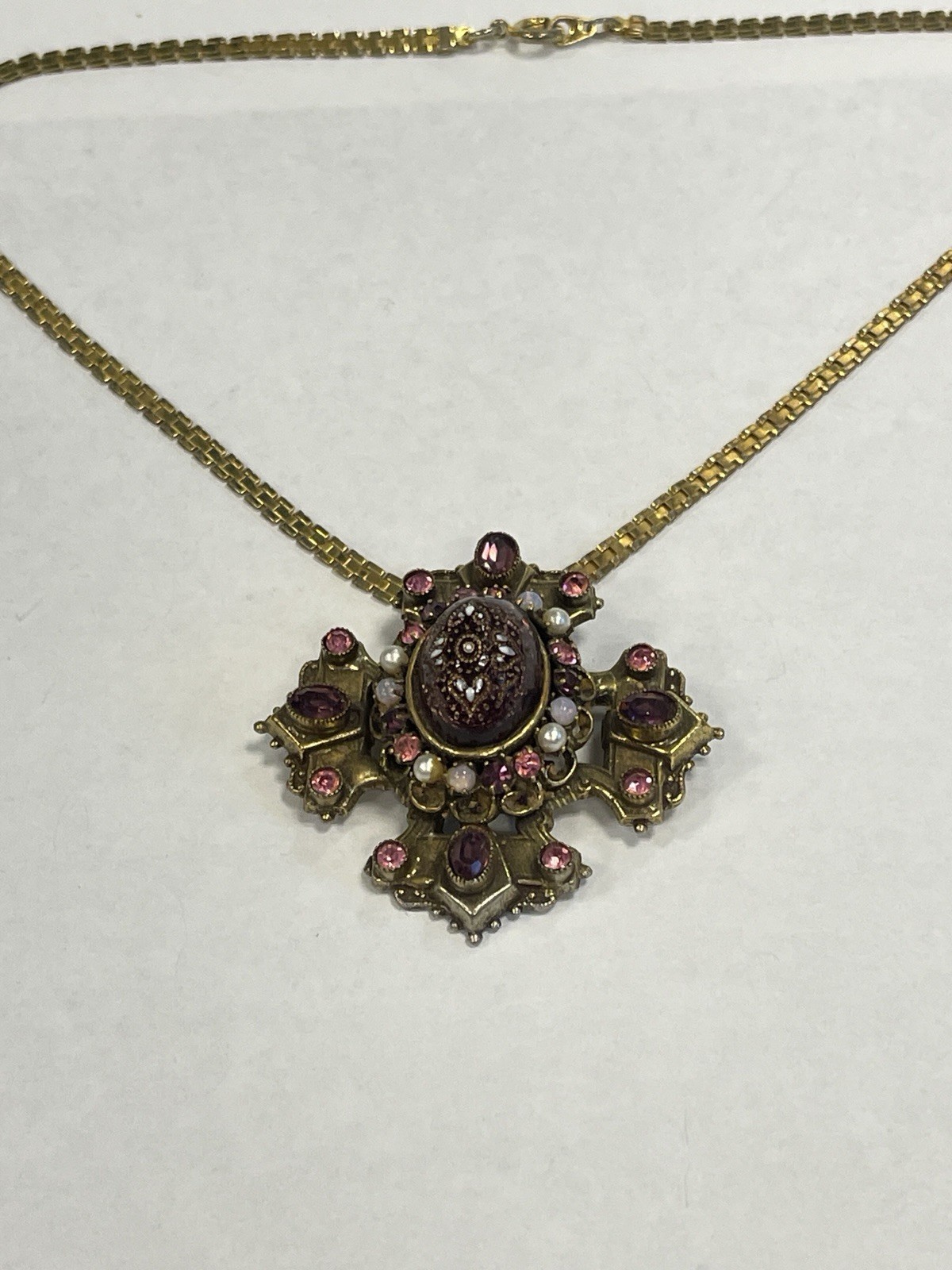 ORIGINAL BY ROBERT VINTAGE MALTESE CROSS RARE PENDANT BROOCH/PIN AWESOME COLORS