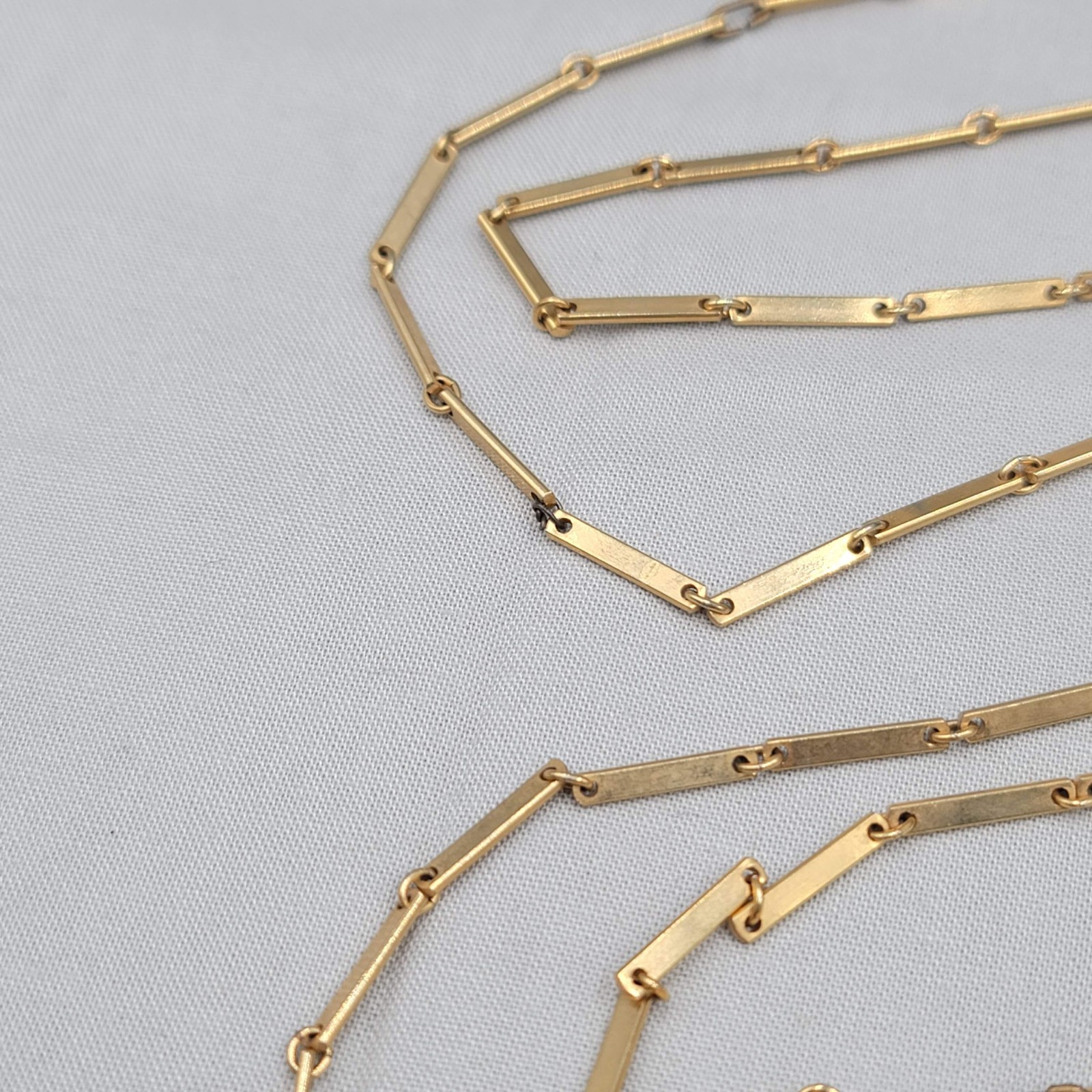 Vintage Bar Link Chain Necklace Gold tone Very LONG 84″