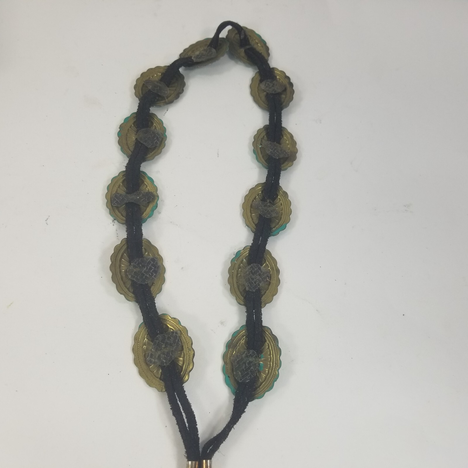 VTG Native American Conch Bolo Tie Leather Cord Dangle Necklace
