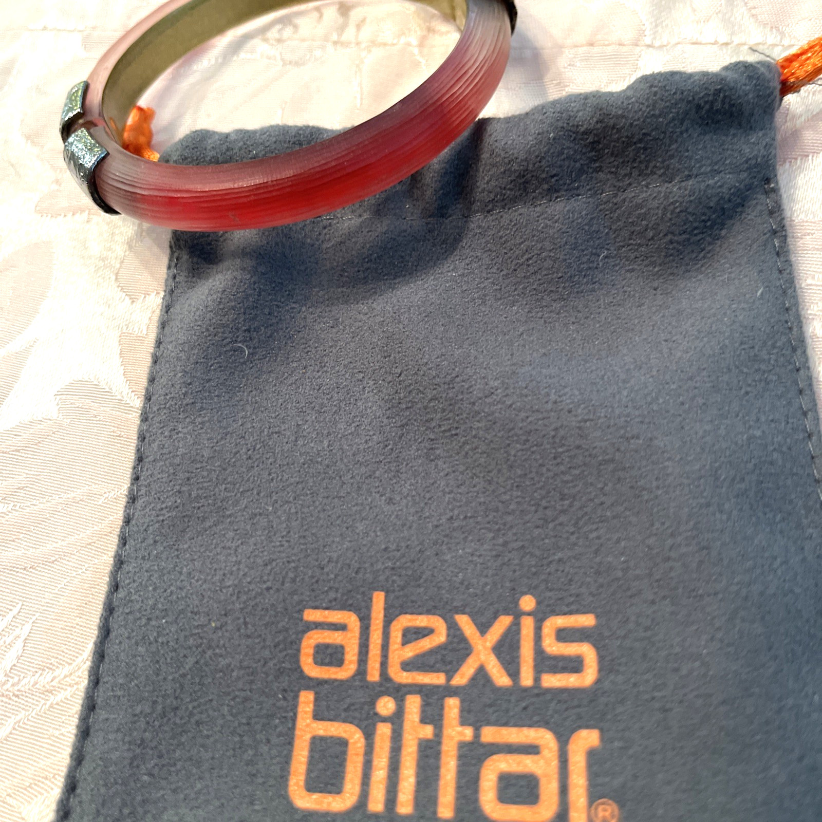 Vintage Alexis Bittar Red Iridescent Lucite Fashion Bracelet Magneti Closure New