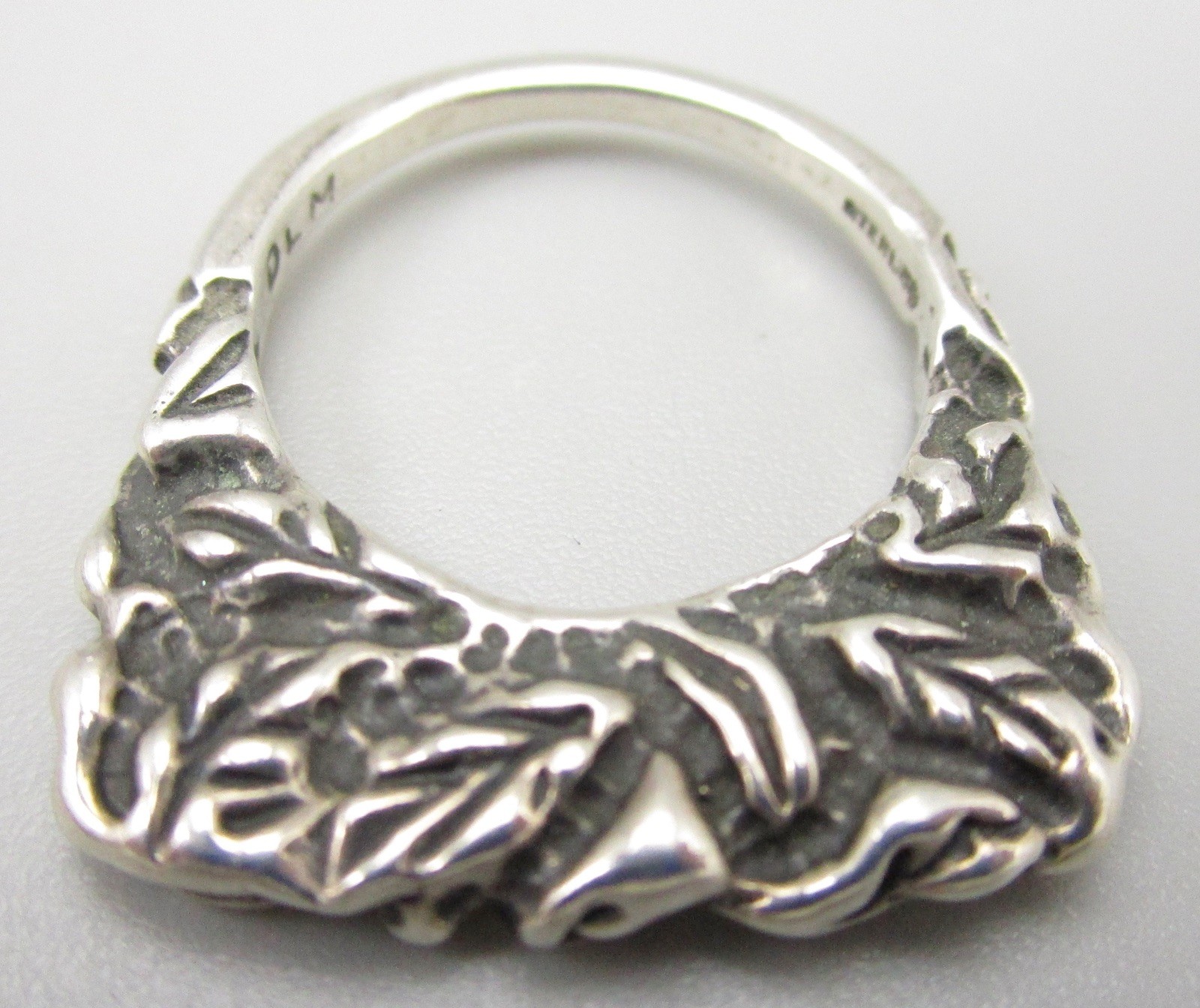 CLASSIC DIAN MALOUF STERLING LEAF DESIGN STACK RING GUARD SZ 6.25