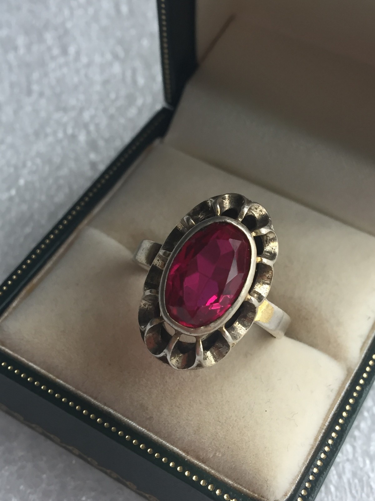 Tourmaline Rings silver 875 Russian Soviet Silver vintage USSR