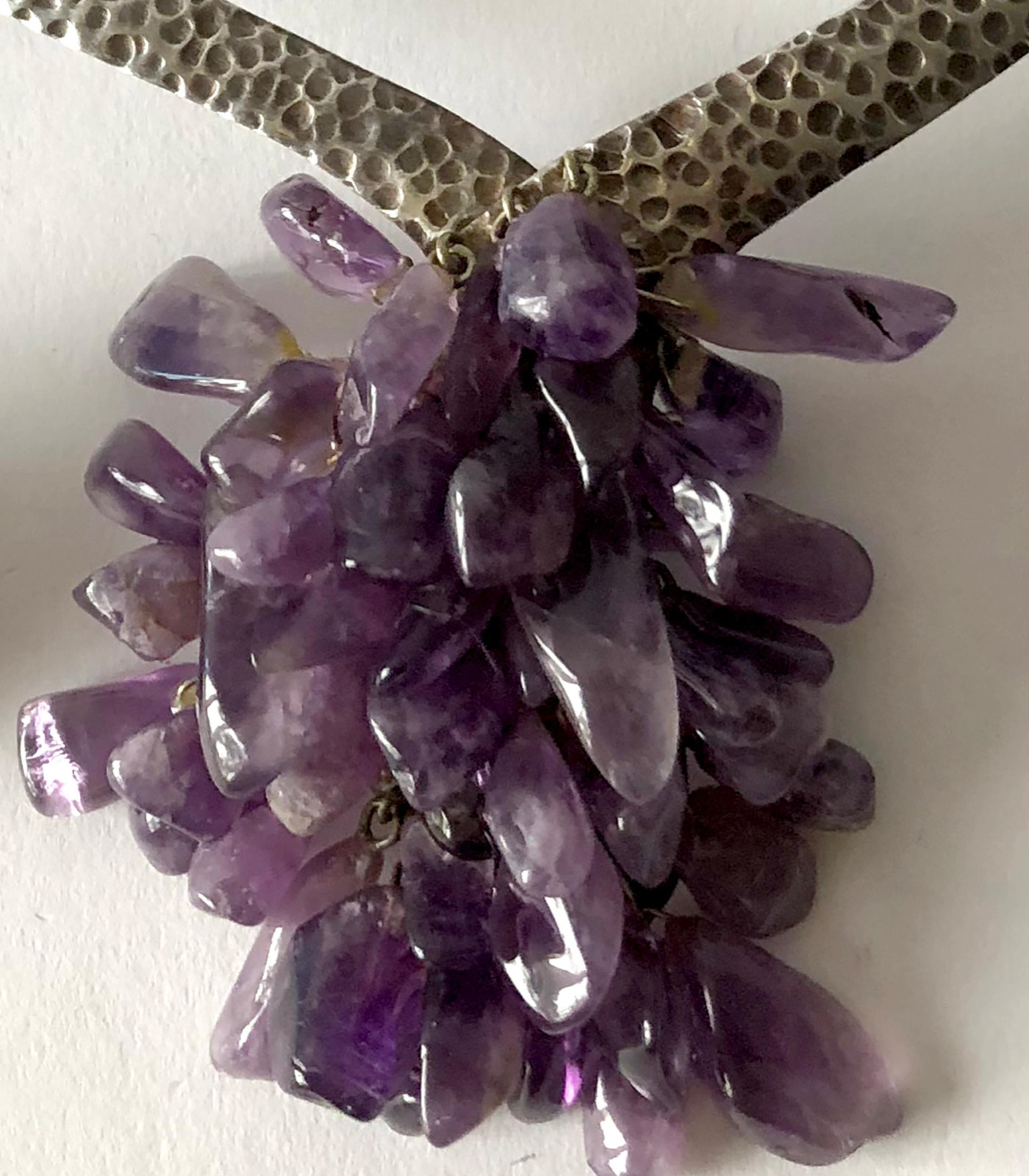 Los Castillo Sterling Silver Amethyst Mexican Modernist Necklace Earrings Set