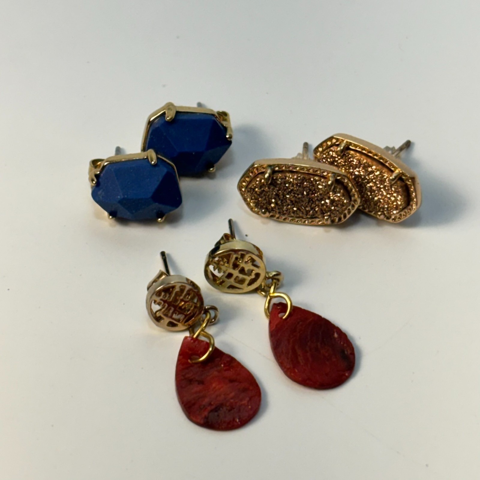Earring Lot Boho Vintage Western Gold Tone Shell Acrylic