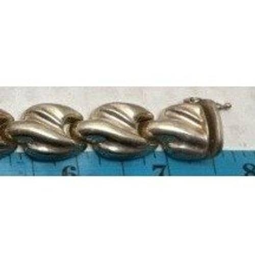 925 Sterling Silver Italy Modernist Domed Wave Link Bracelet 8 Inch 30g Vintage