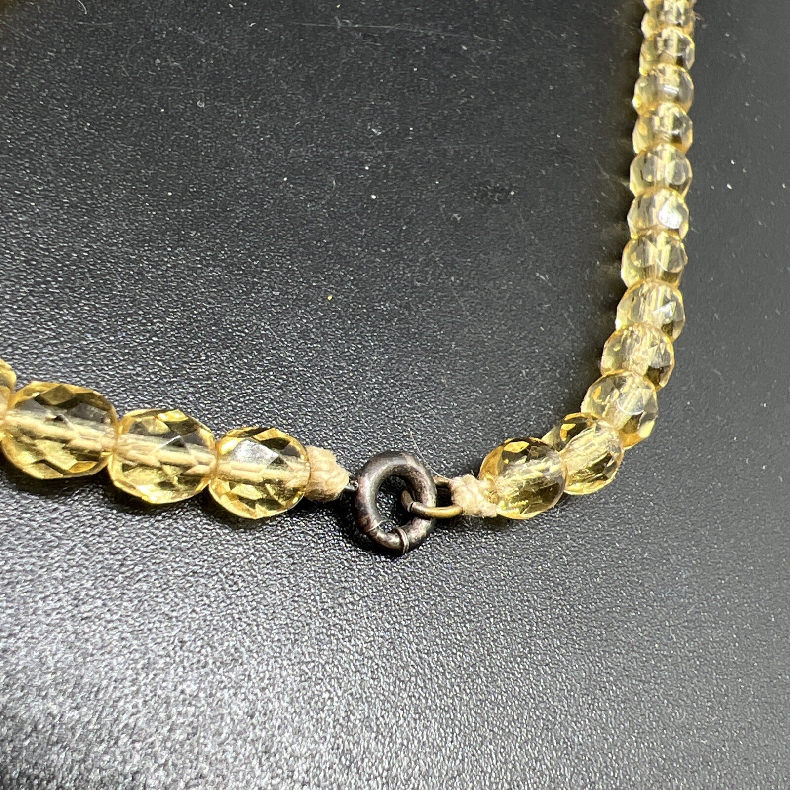 Vintage faceted Yellow Crystal Glass beaded 16” Necklace 4593