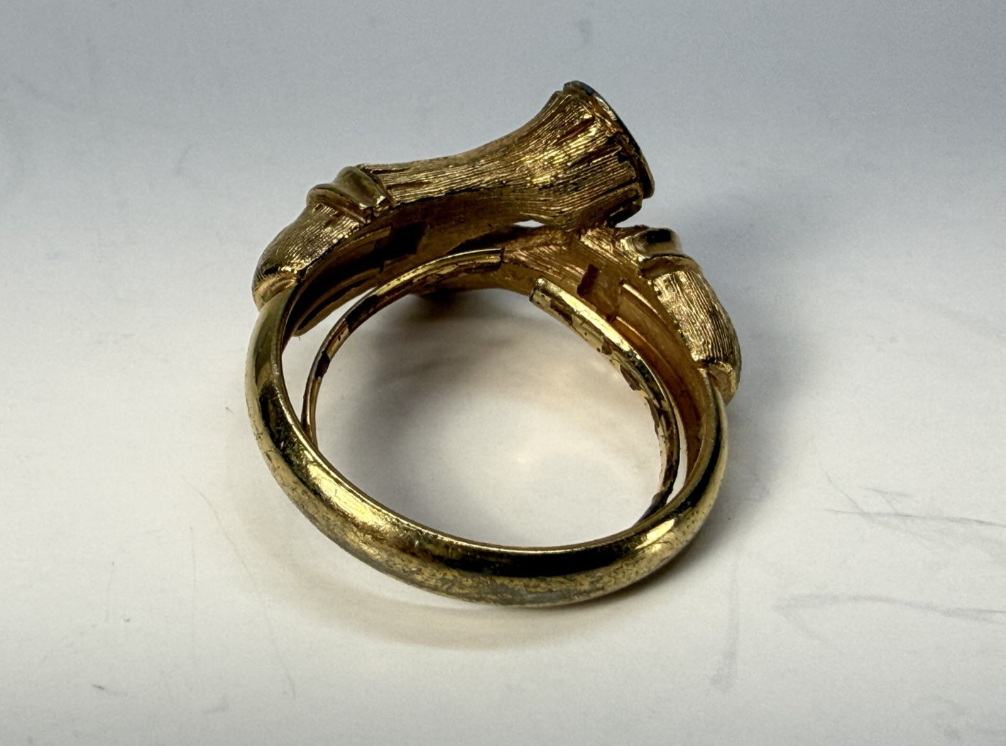 Vintage Avon Bamboo Brushed Gold Tone Ring Size 7