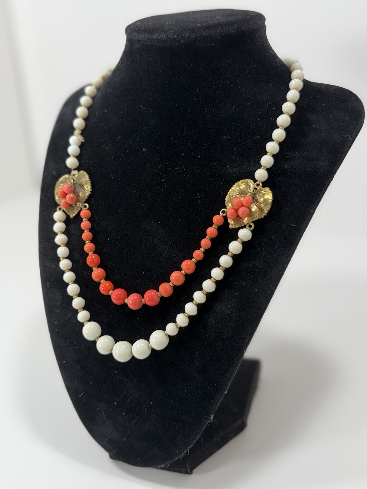 Stunning Antique Natural White & Pink Coral 18” Necklace 34g