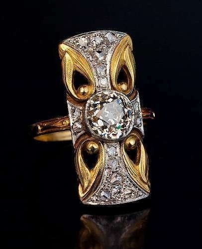 Art Deco 2.10 Ct White Diamond Vintage Engagement Ring 14K Yellow Gold FN