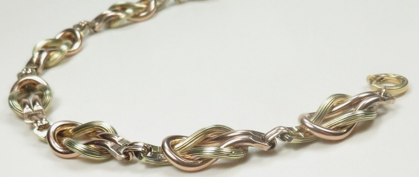 Antique 1940’s Link Bracelet 10 Karat Rose Green Gold 9 1/4″ Length .417″ Width