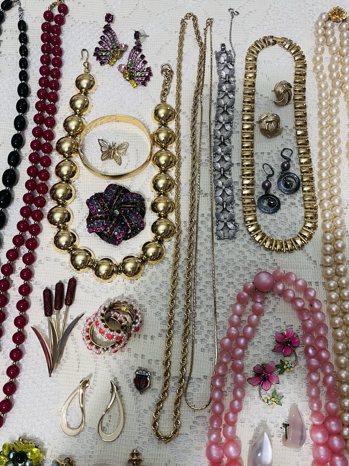 Mixed Lot Vintage Costume Rhinestone Jewelry Mod Retro Trifari Monet Renior