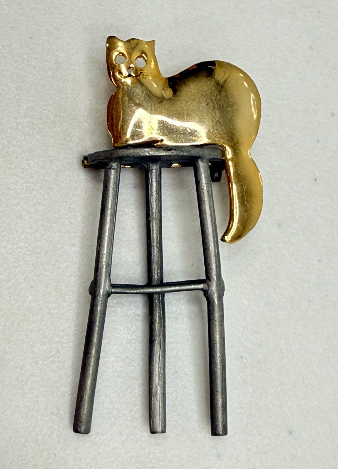 Vintage Brooch Lot Cat Theme Whimsical Gold, Silver Tone One w FlAW, JJs, READ