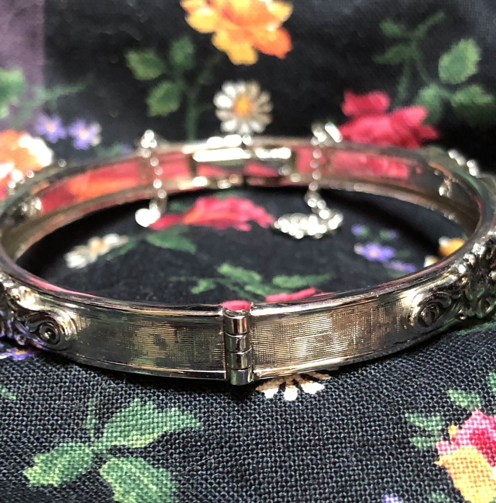 Whiting and Davis Silver Tone Hindged Bracelet Bangle As Is GUC