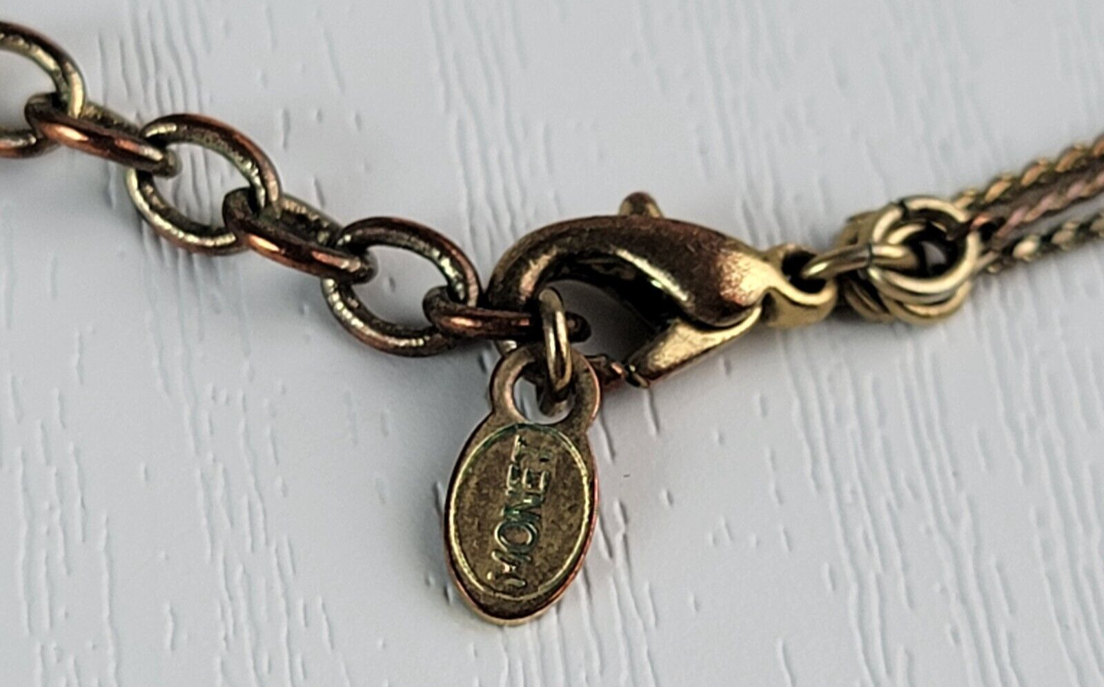 Vintage Monet Gold-Tone Clear Rhinestones Bead Charm Station Necklace 19 Inch
