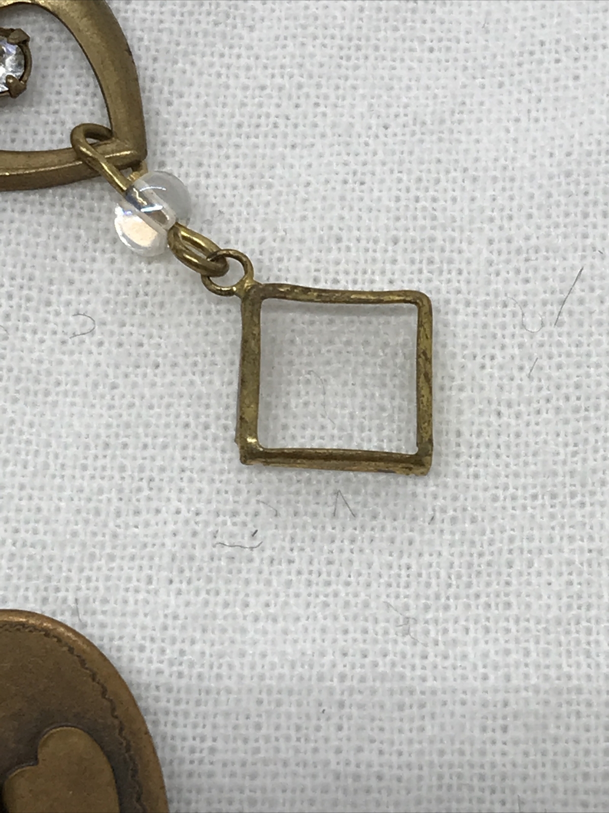 Vintage Glass Works Studio Brass & Glass Charms in Clear Colors Necklace 6