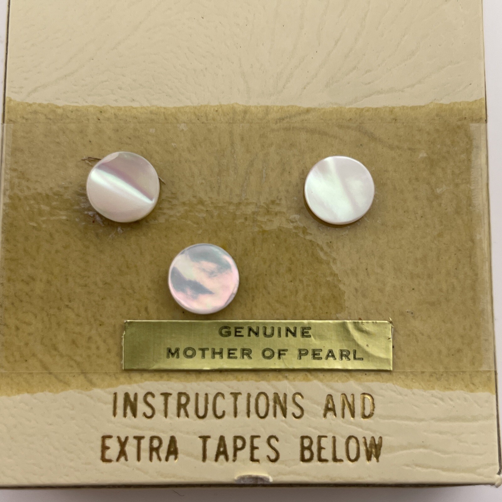 RARE Vintage Tacoa STICK ON Earrings Mother of Pearl EAR STICKERS Nostalgia WOW