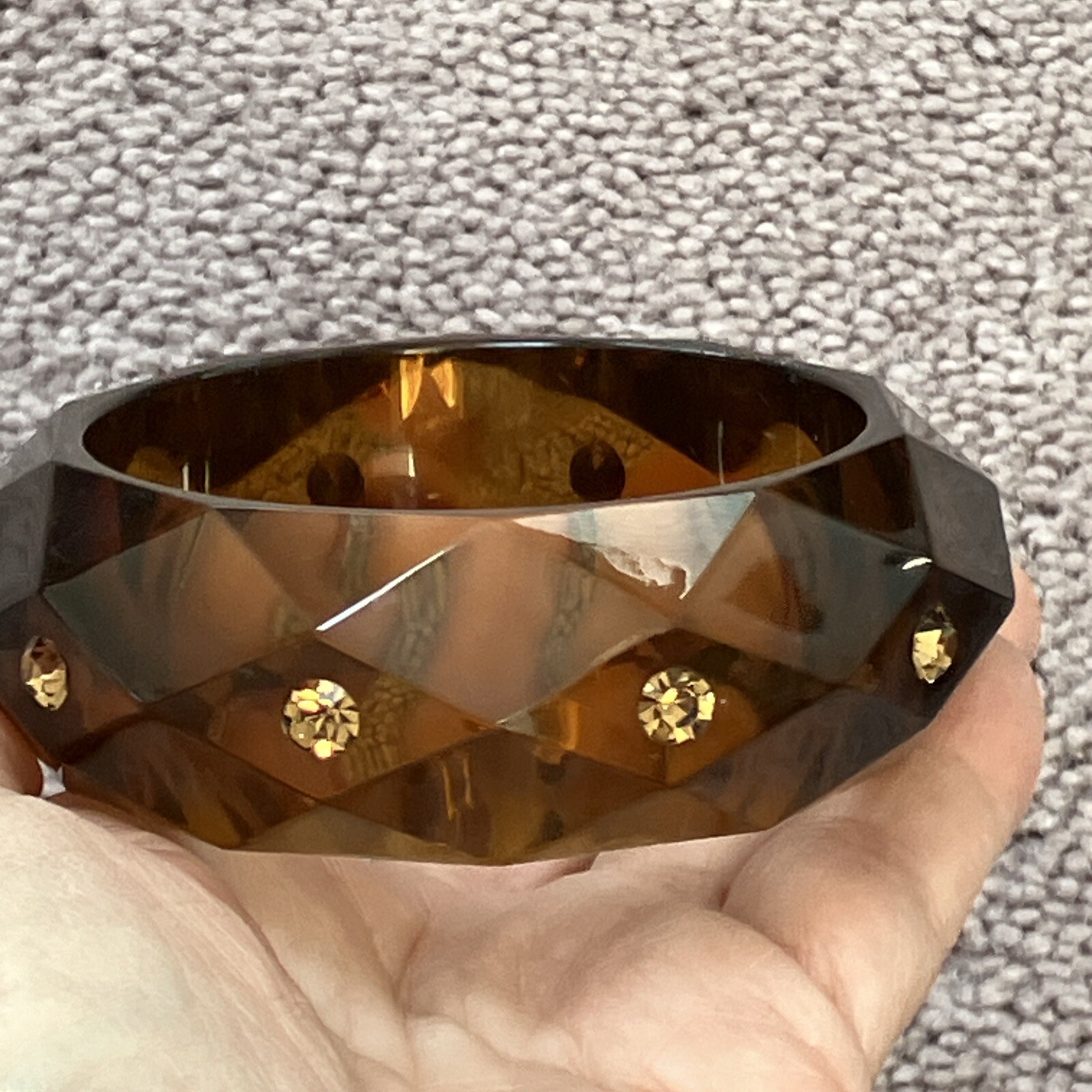VINTAGE FACETED GEMS BANGLE BRACELET