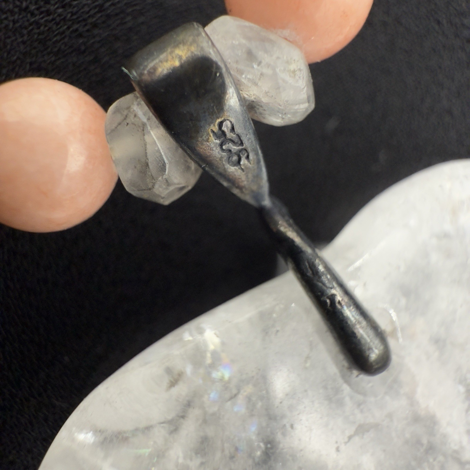 Vtg Sterling Carved Rock Crystal Necklace Angel Skin Coral Moonstone WOW