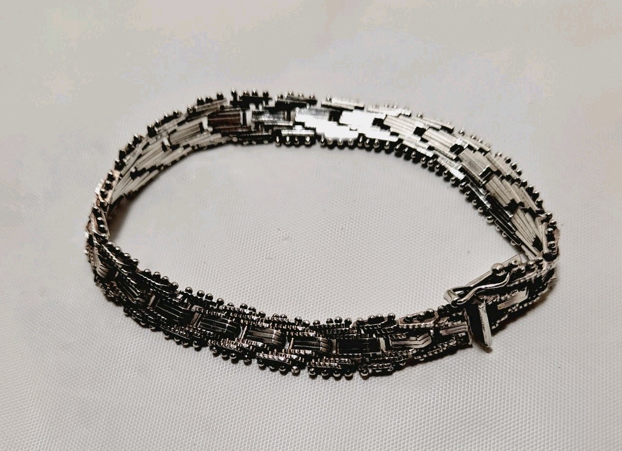 Vintage Taxco Mexico TJ-19 Sterling Silver Riccio Mesh Bracelet 7.5″ 19 Grams